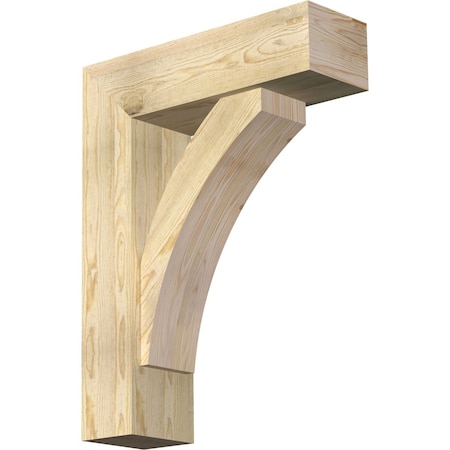 Ekena Millwork Thorton Block Rough Sawn Bracket w/ Offset Brace, Douglas Fir, 8"W x 26"D x 34"H BKT0806X26X34THR05RDF